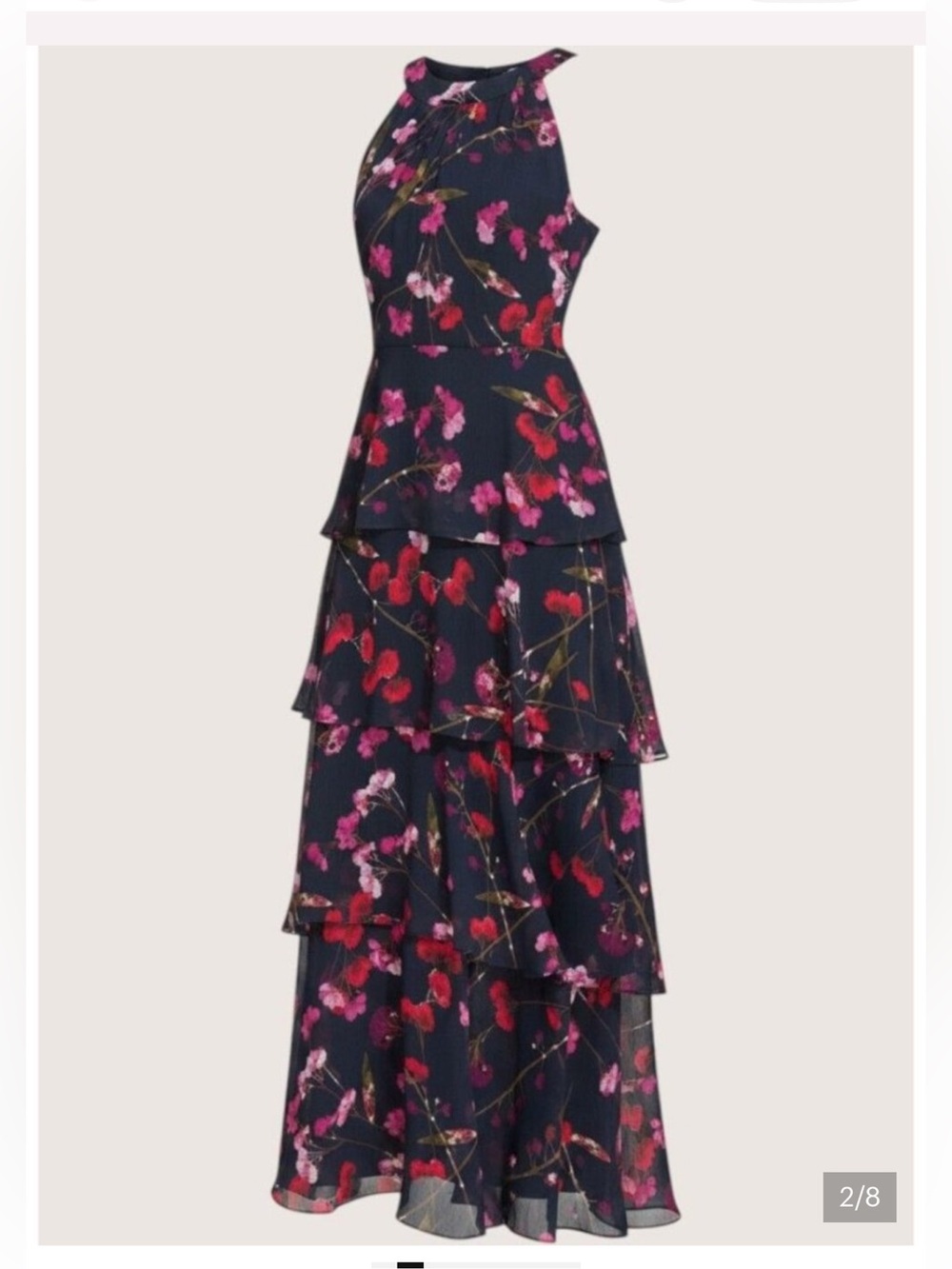 Tommy Hilfiger Women
Size 12 NEW Floral Halter Maxi Dress Navy Chiffon Tiered - Picture 4 of 6